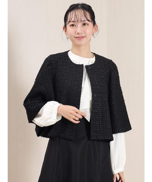 ニットツイードスリットスリーブジャケット