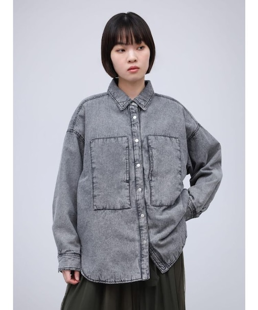 中綿キルティングデニムシャツジャケット