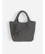 ミニポーチ付き編み込みスクエアミニトート(gray)