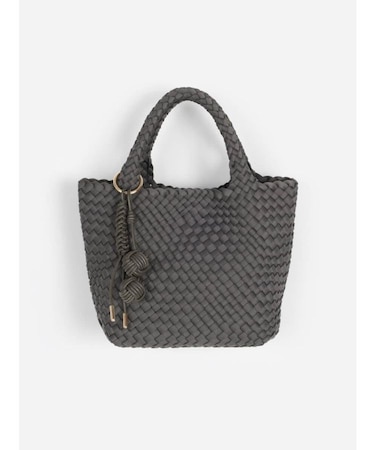 ミニポーチ付き編み込みスクエアミニトート(gray)