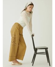 カットワークコットンツイルワイドパンツ