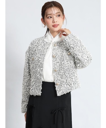 リボンツイードノーカラージャケット