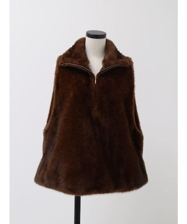 ハーフジップファーベスト