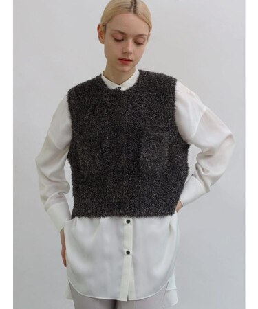 ラメニットショートベスト