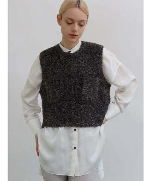 ラメニットショートベスト