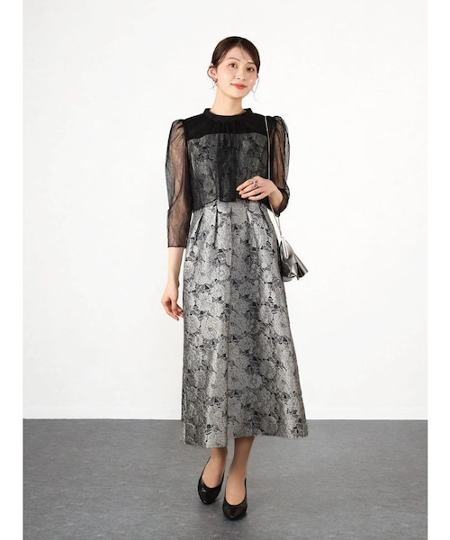 フラワージャガードチュールレイヤードドレス｜メドックの通販｜&mall