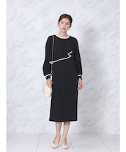 アシンメトリードレープラインワンピース