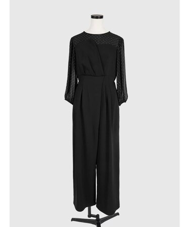 ドットシアースリーブレイヤードオールインワン