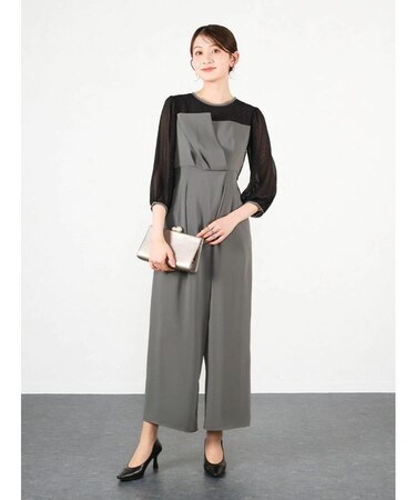 ドットシアースリーブレイヤードオールインワン