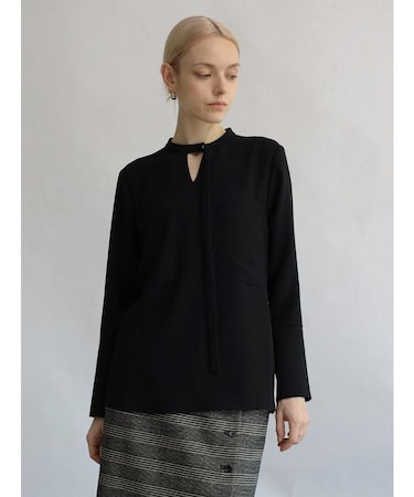 ベーシックバックサテンボウタイブラウス