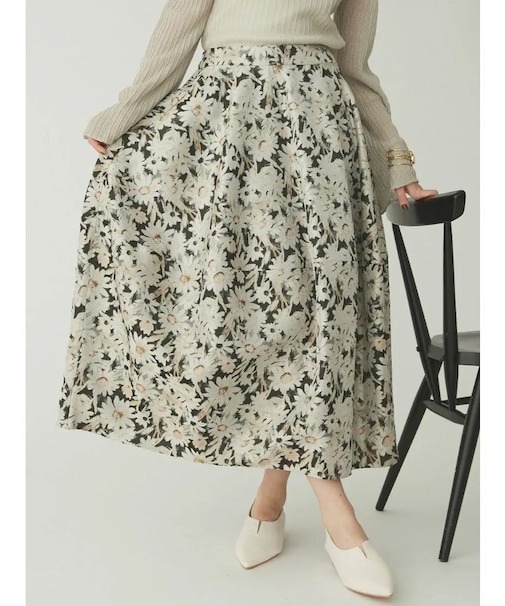 フラワージャガードフレアスカート