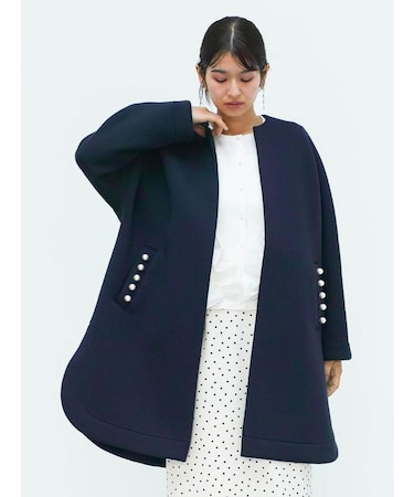 パールポケットノーカラーコート