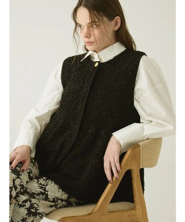 シャギーニットペプラムトップス