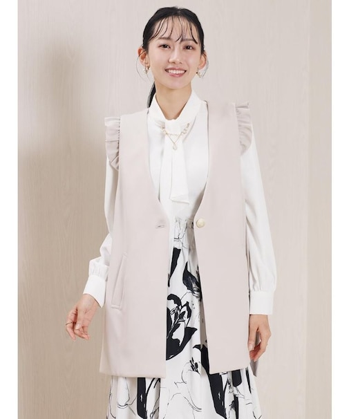 ノーカラー3WAYフリルジレ