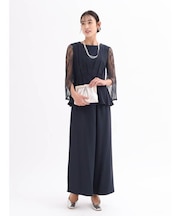 レースブラウスドッキングジレ&パンツセットアップ