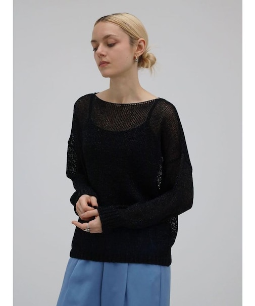 甘編みラメルーズニットPO