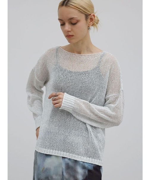 甘編みラメルーズニットPO