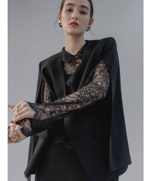 ケープデザインショートジャケット