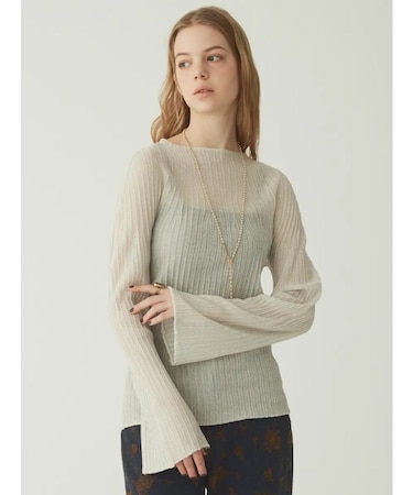 ボートネックシアーリブニット