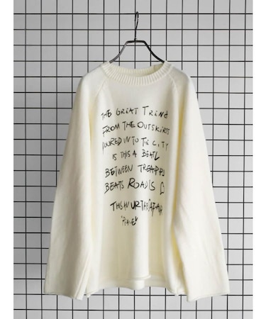 手書きロゴプリントニット