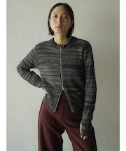 ダブルジップメランジニットカーディガン