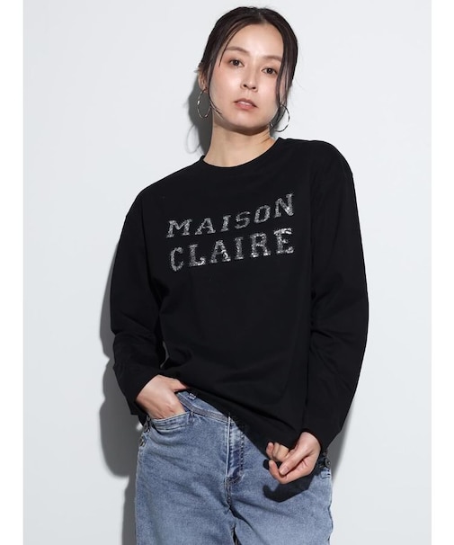 スパンコールロゴロングスリーブカットソー