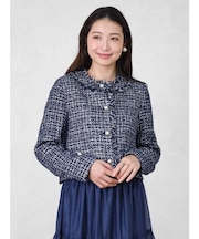 パールボタンツイードノーカラージャケット