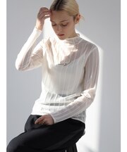 ハイネックラメシアーリブニット