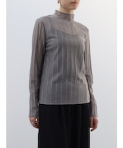 ハイネックラメシアーリブニット