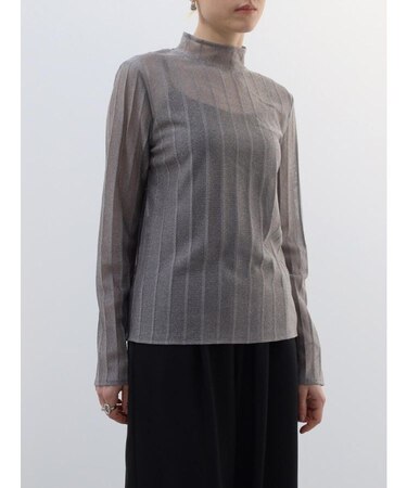 ハイネックラメシアーリブニット