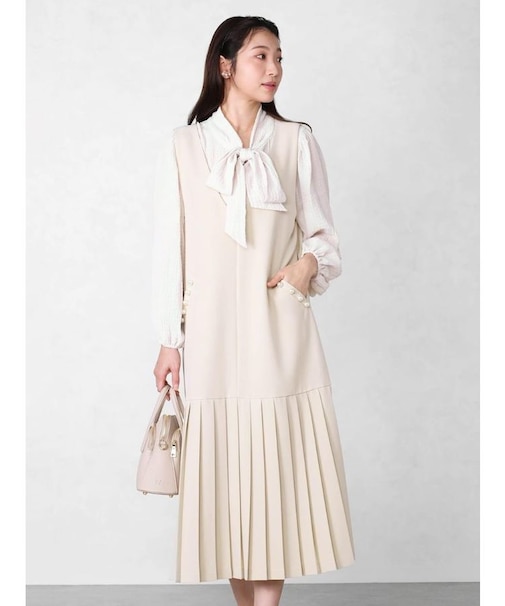 パールポケットプリーツジャンパースカート