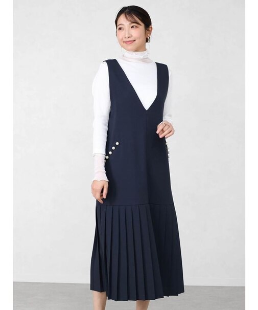 パールポケットプリーツジャンパースカート