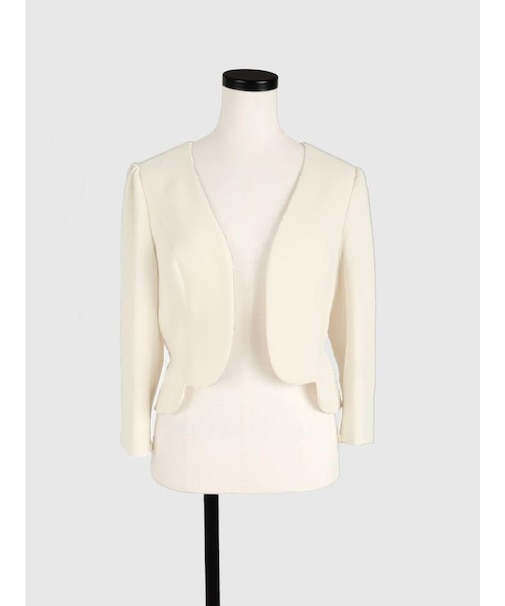 ペプラムデザインノーカラーショートジャケット