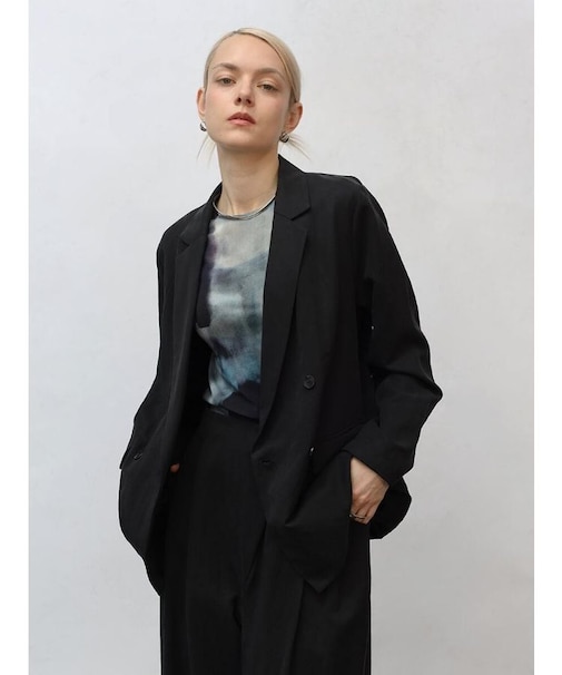 キュプラ混ダブルテーラードジャケット