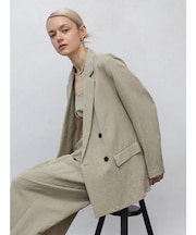 キュプラ混ダブルテーラードジャケット