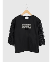 シアーフリルスリーブロゴプリントカットソー