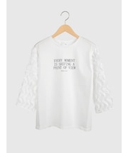 シアーフリルスリーブロゴプリントカットソー