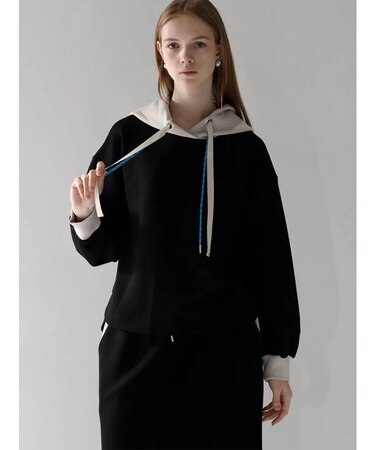 BI-COLOR BONDING HOODIE(GRAY,BLACK)