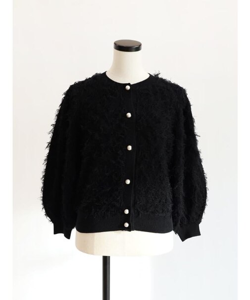 パールボタンシャギーニットカーディガン