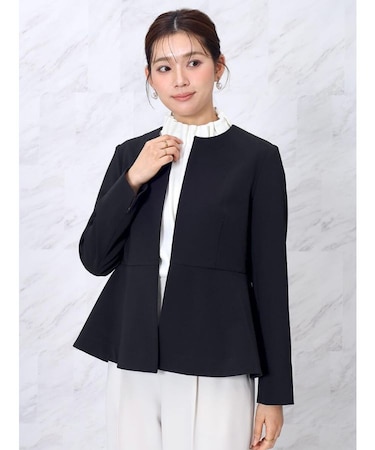 ハイストレッチノーカラーペプラムジャケット