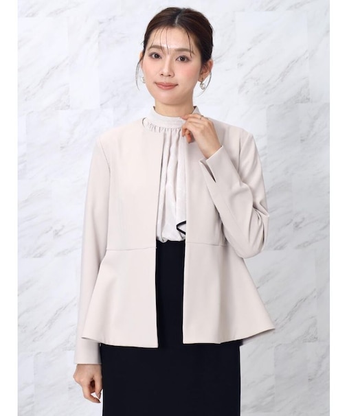 ハイストレッチノーカラーペプラムジャケット