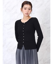 ビジューボタンリブカーディガン