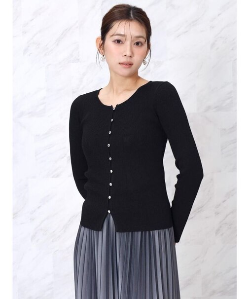 ビジューボタンリブカーディガン
