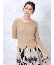 ビジューボタンリブカーディガン