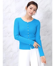 ビジューボタンリブカーディガン