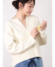 裏配色ジップスウェットライクニット