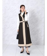 ラウンドヘムバイカラージレワンピ