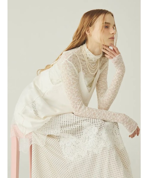 レース切り替えキャミソールトップス