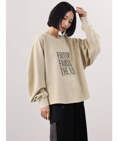 ラグランスリーブロゴプリントプルオーバー