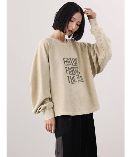 ラグランスリーブロゴプリントプルオーバー